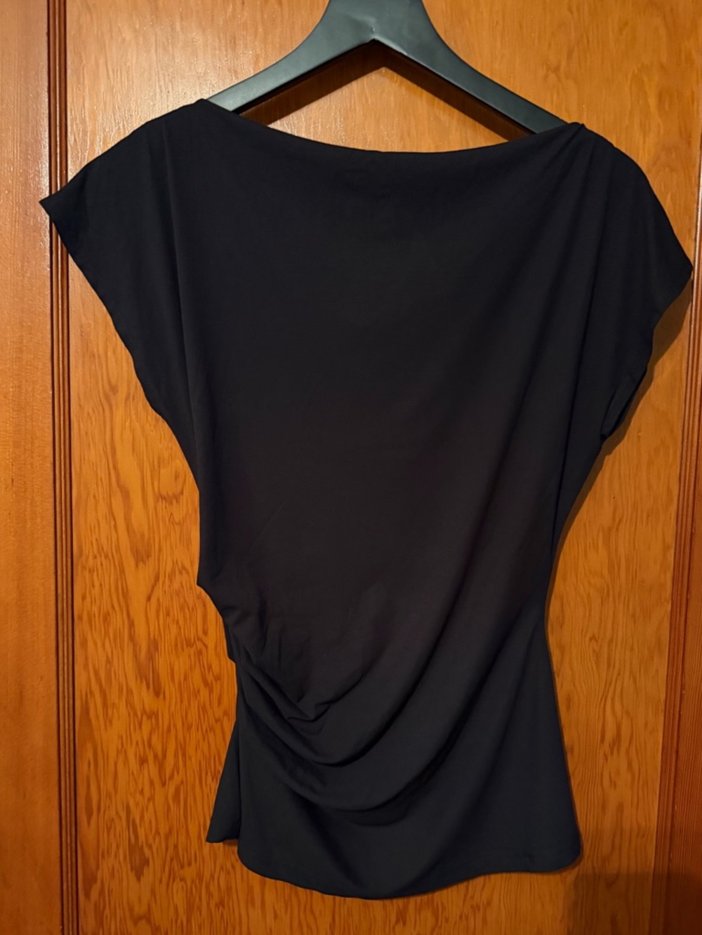 OGL Black Boatneck Flutter Sleeve Side Tucked Long Tee Size Medium - Picture 3 of 4